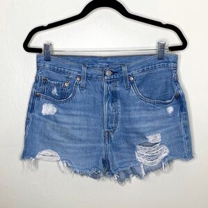 Levi’s 501 Cutoff Distressed Denim Shorts Size 28